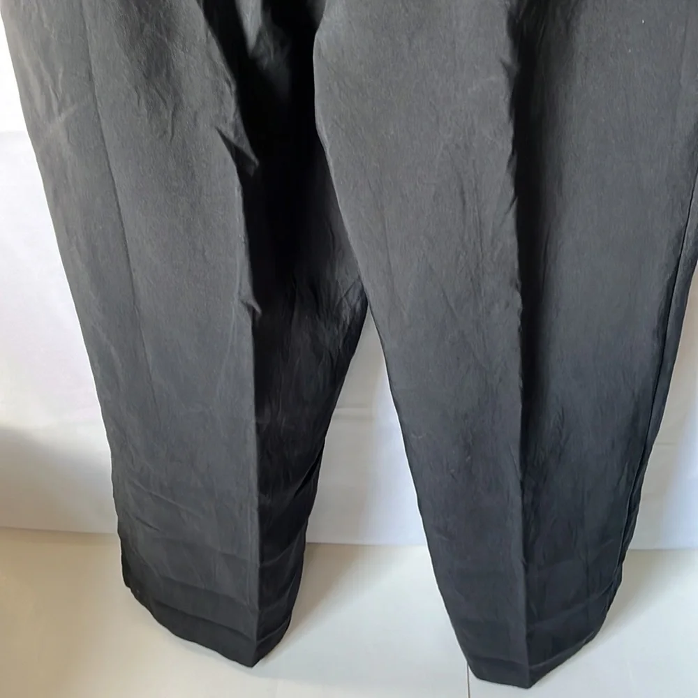 Ellen Tracy Black Wide Leg Silk Dress Pants Career Trousers Waist 34